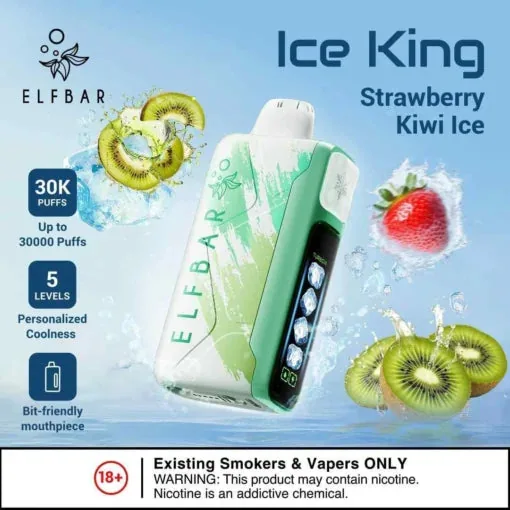 Elf Bar Ice King – Strawberry Kiwi Ice – 30K 30000 Puffs - Vape Shop Hyderabad