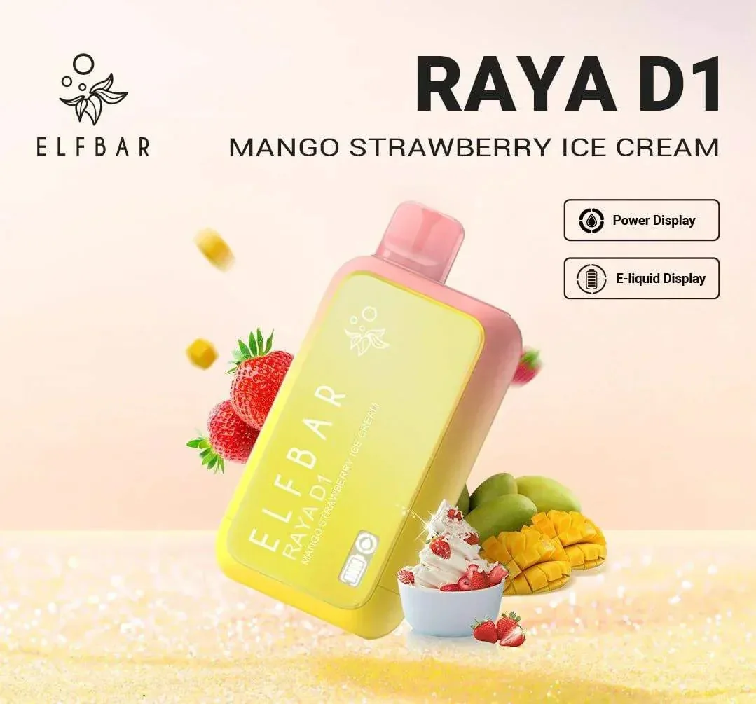Elf Bar Raya D1 – Mango Strawberry Ice Cream - Vape Shop Hyderabad