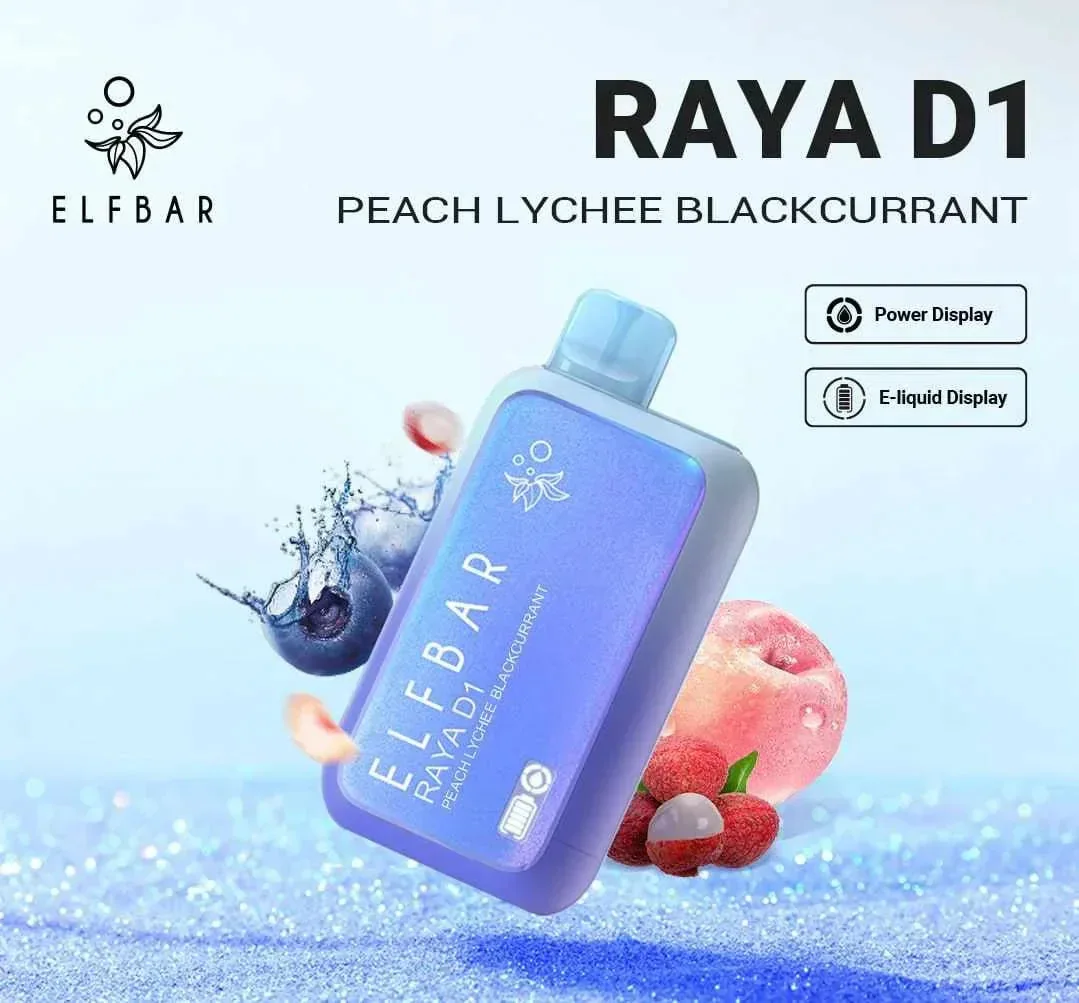 Elf Bar Raya D1 – Peach Lychee Blackcurrant - Vape Shop Hyderabad