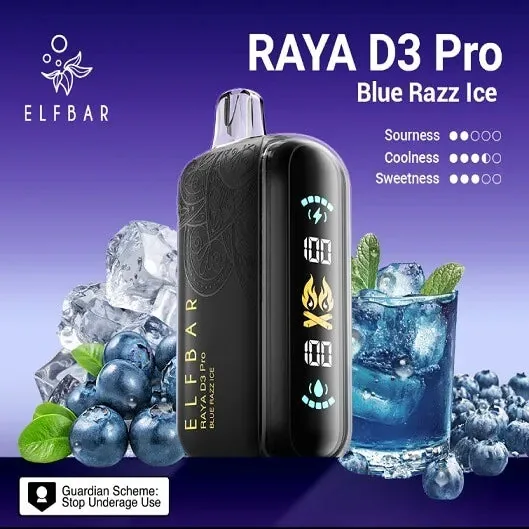 Elf Bar Raya D3 Pro 30K Blue Razz Ice 30000 Puffs - Vape Shop Hyderabad