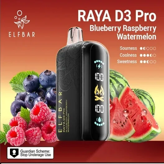 Elf Bar Raya D3 Pro 30K Blueberry Raspberry Watermelon 30000 Puffs - Vape Shop Hyderabad