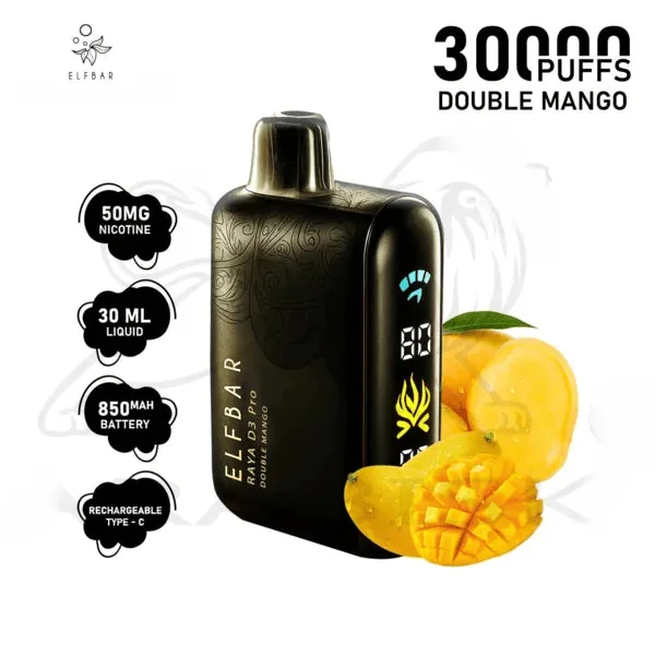 Elf Bar Raya D3 Pro -30k Double Mango 30000 Puffs - Vape Shop Hyderabad