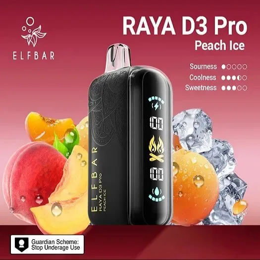 Elf Bar Raya D3 Pro -30k Peach Ice 30000 Puffs - Vape Shop Hyderabad